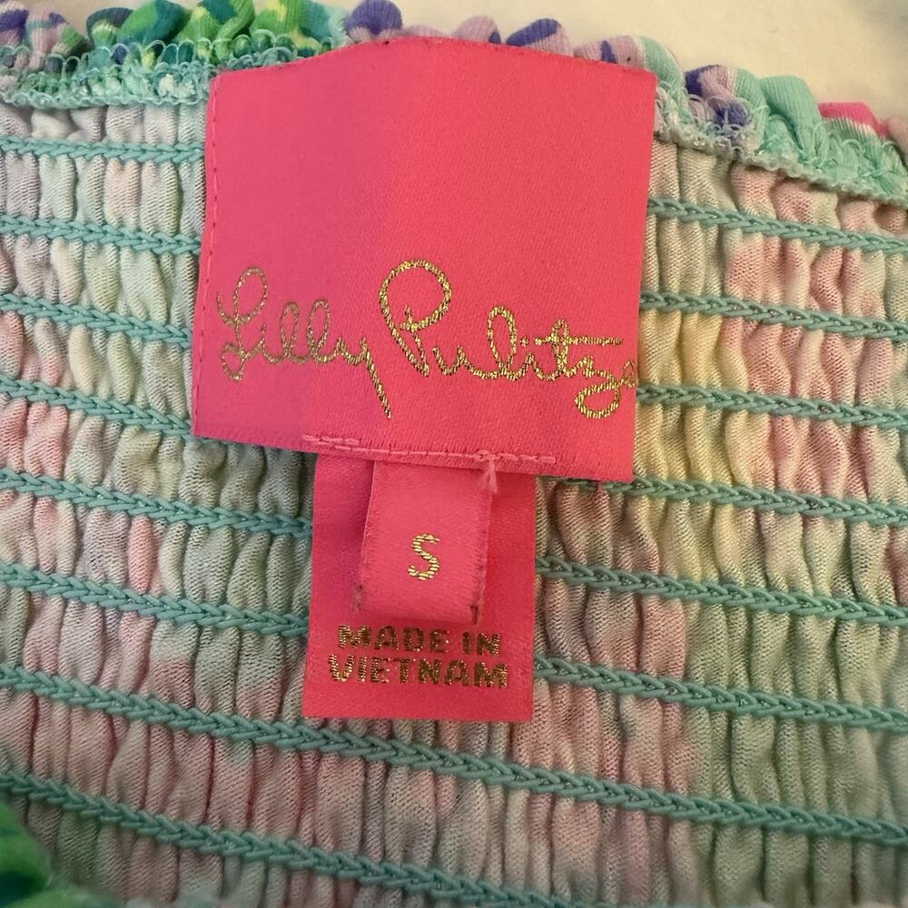 Lilly Pulitzer Womens Rivera Romper Sz S Smocked Tie Dress Skorts Beach Tropical - Picture 2 of 9